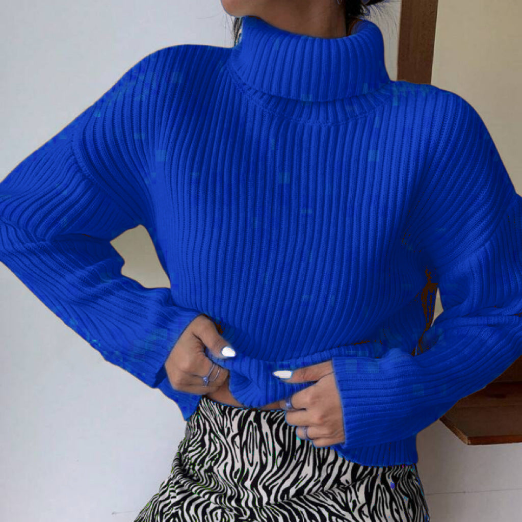 Damen Hochwertiger Rollkragenpullover mit strukturiertem Rippstrick Stilzeits