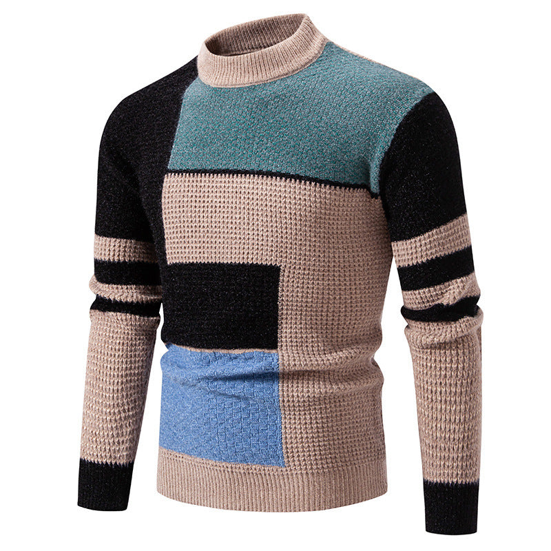 Herren modischer Pullover mit strukturiertem Farbblockdesign Stilzeits