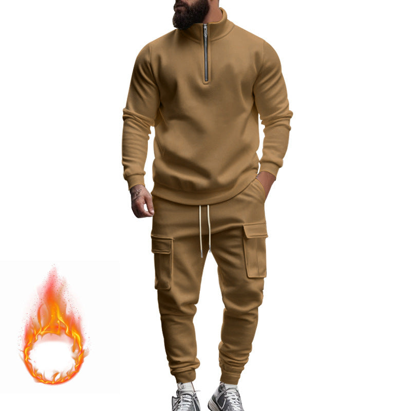 Herren Sportliches Fleece-Set mit funktionalem Reißverschluss und Cargo-Hosen Stilzeits
