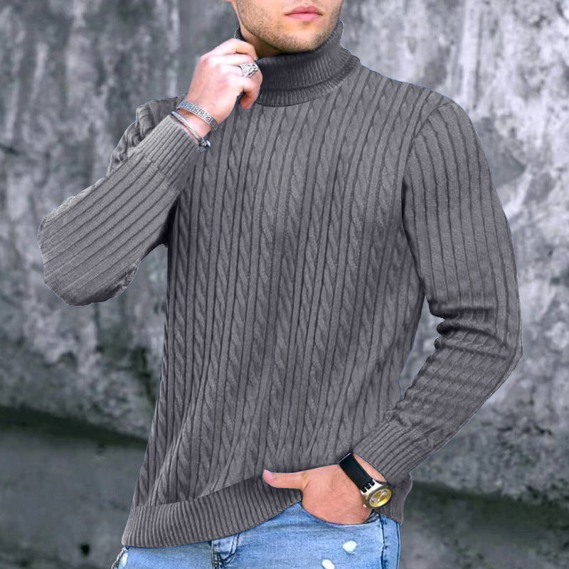 Herren moderner Rollkragenpullover mit strukturiertem Design Stilzeits