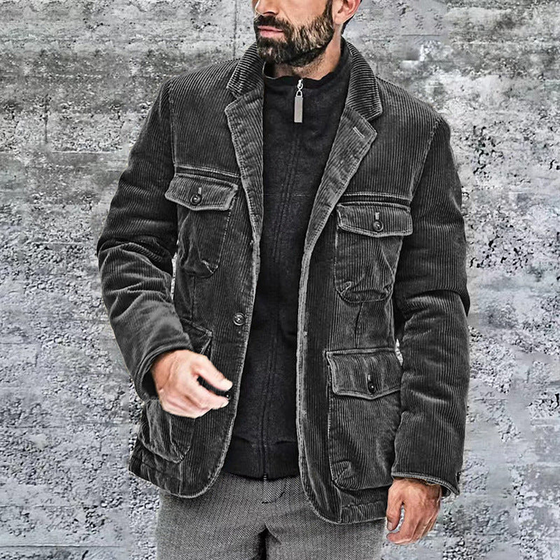 Herren Cordjacke mit praktischen aufgesetzten Taschen und modernem Schnitt Stilzeits