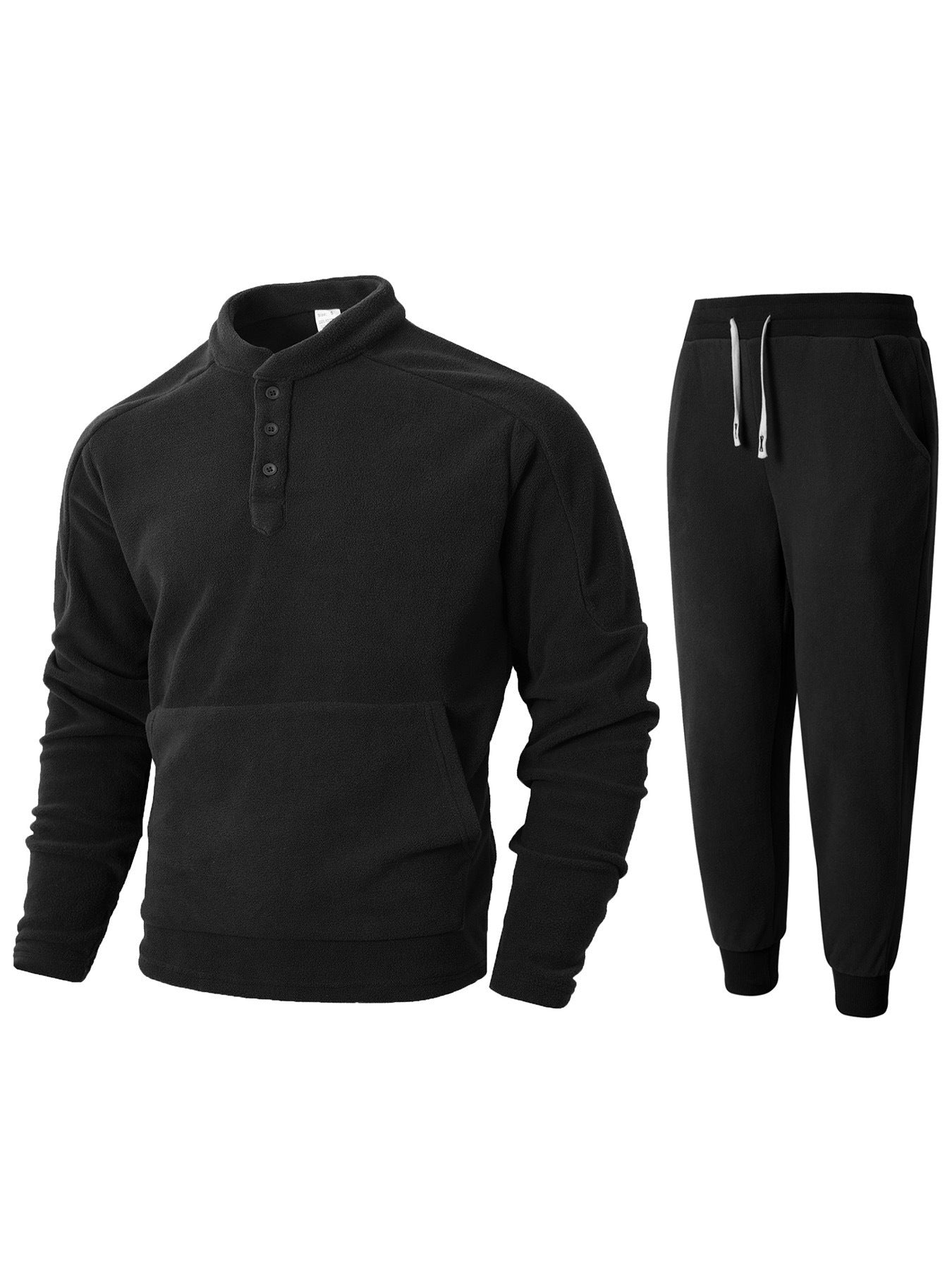Herren kuscheliges Fleece- Trainingsanzug-Set mit Knopfleiste und praktischen Taschen Stilzeits
