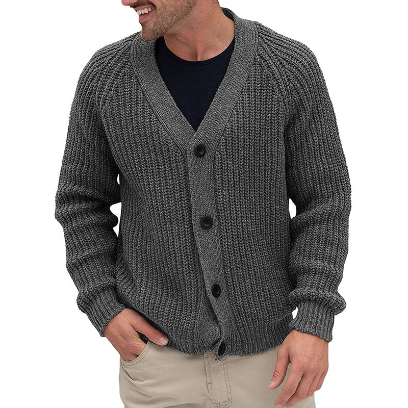Herren Strickjacke mit grober Maschenstruktur und eleganten Knopfdetails Stilzeits