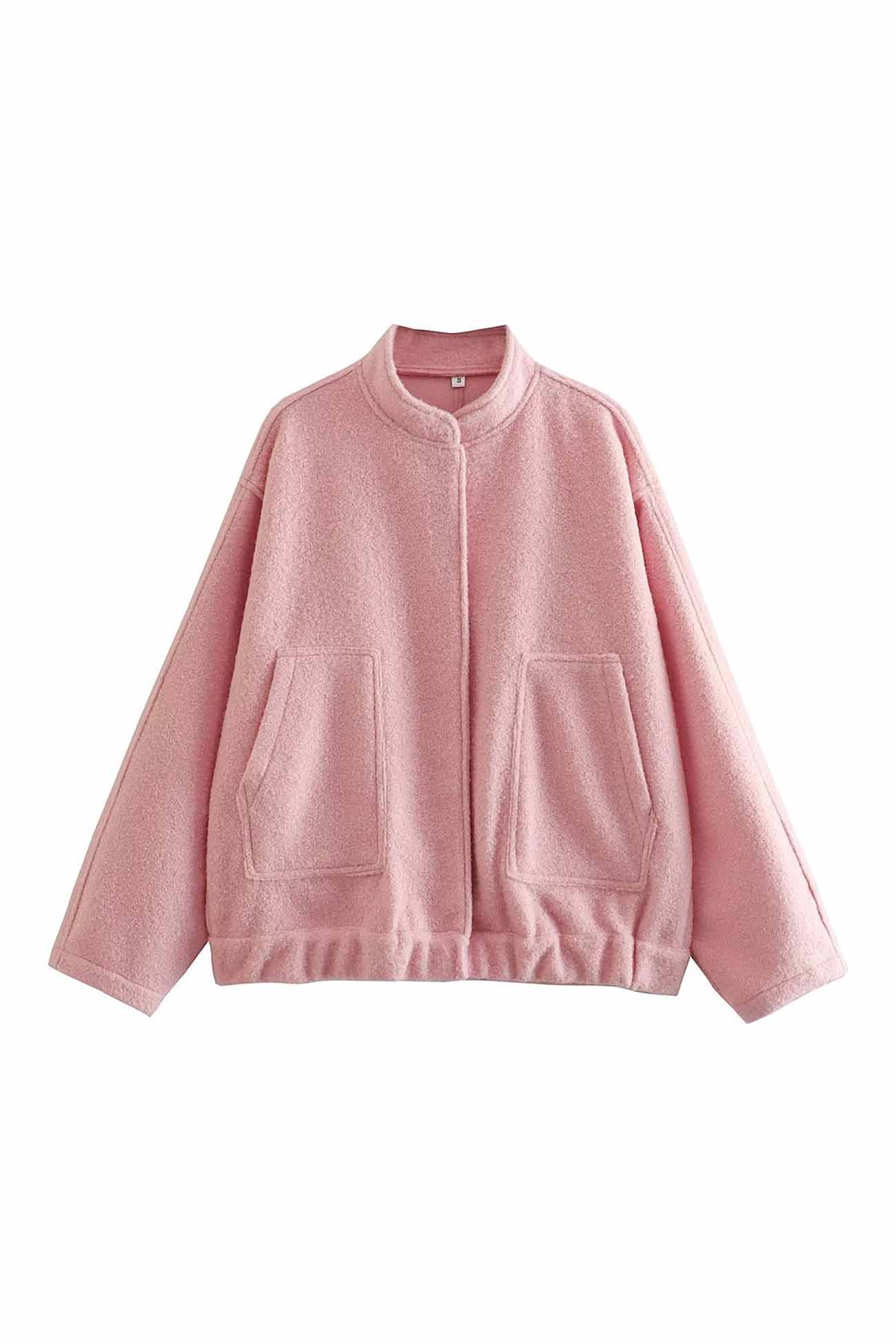 Wivella | Einfarbige Jacke mit Stehkragen und Knöpfen an den Taschen