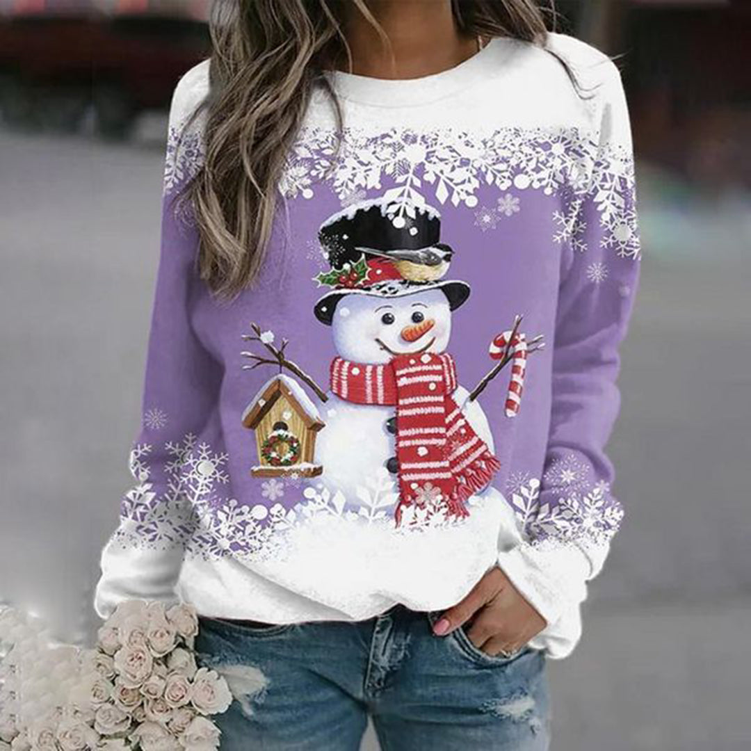 Sweatshirt mit Schneemann-Motiv für Damen