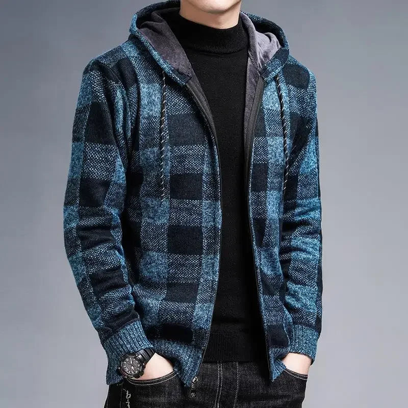 Stilzeits | Karierter Herrenmantel mit Kapuze