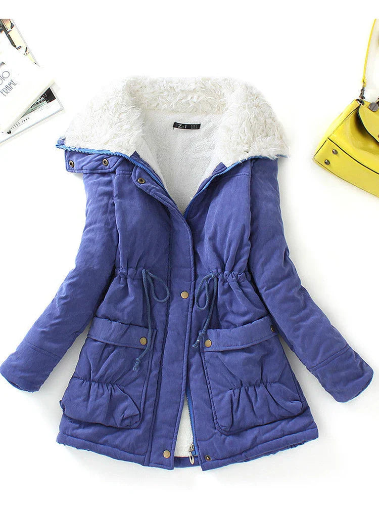 Stilzeits | Wintermantel - mit Kunstfell Gefüttert - Verstellbare Passform - Druckknopf-Reißverschluss - Klappentaschen