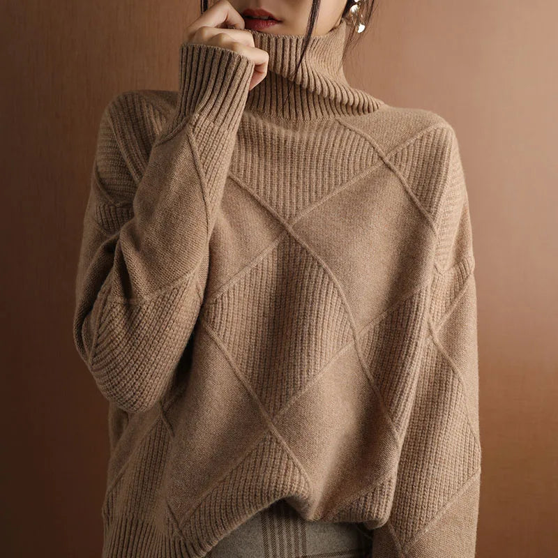 Stilzeits | Strickpullover mit Hohem Hals Wollmischung Elegant und Warm