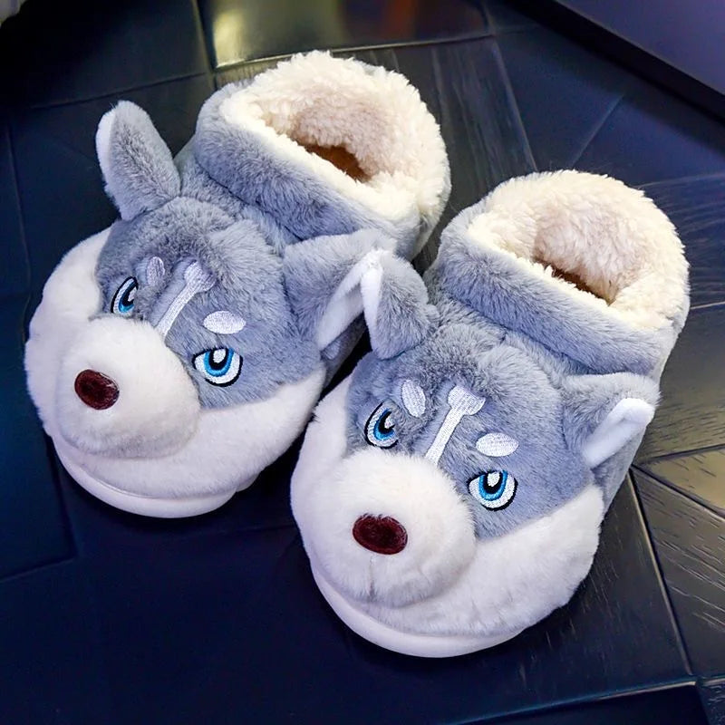 Stilzeits | Weiche Damenschuhe Niedliche Husky Hausschuhe für Zuhause