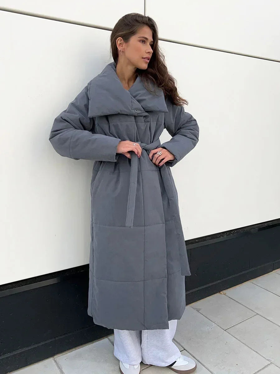 Stilzeits | Parka Lang Steppjacke mit Gürtel für Damen Ideal für Den Winter