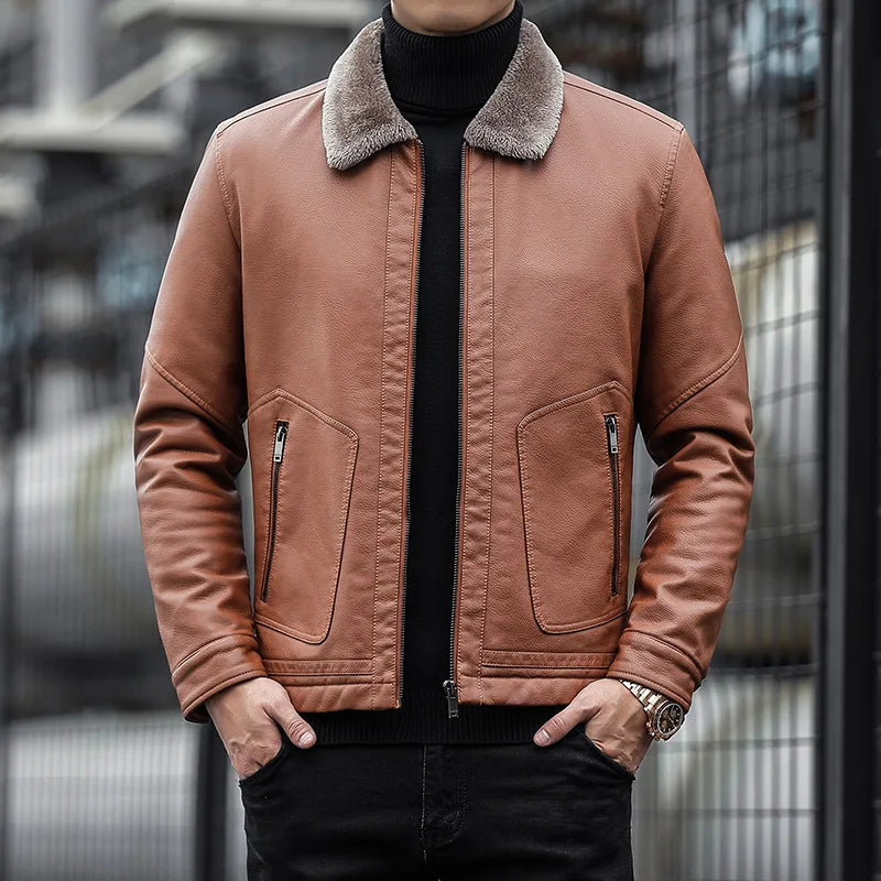Stilzeits | Leder Herrenjacke mit Kragen