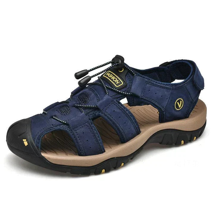 Herren Sommer Geschlossener Zehen Outdoorsandalen mit Verstellbarem Kordelzug