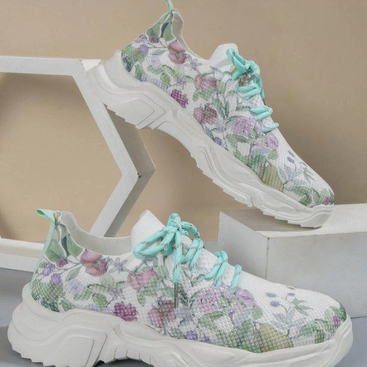 Sika Schnürschuhe mit Blumenmuster - Orthopädisch