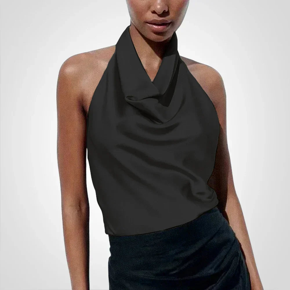 Satin Crop Top with Neckholder by Fudus