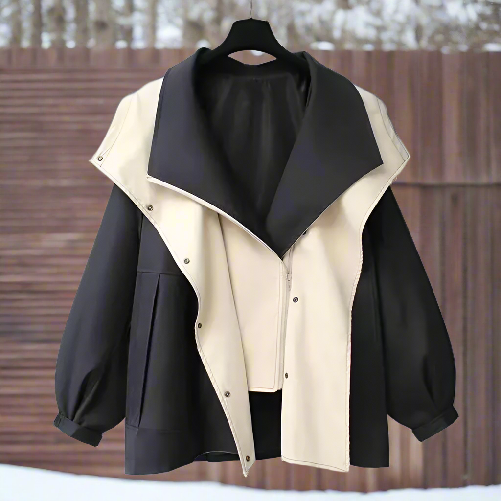 Stilzeits | Baumwolljacke - Drapierte Kragen Lässige Passform Jacke