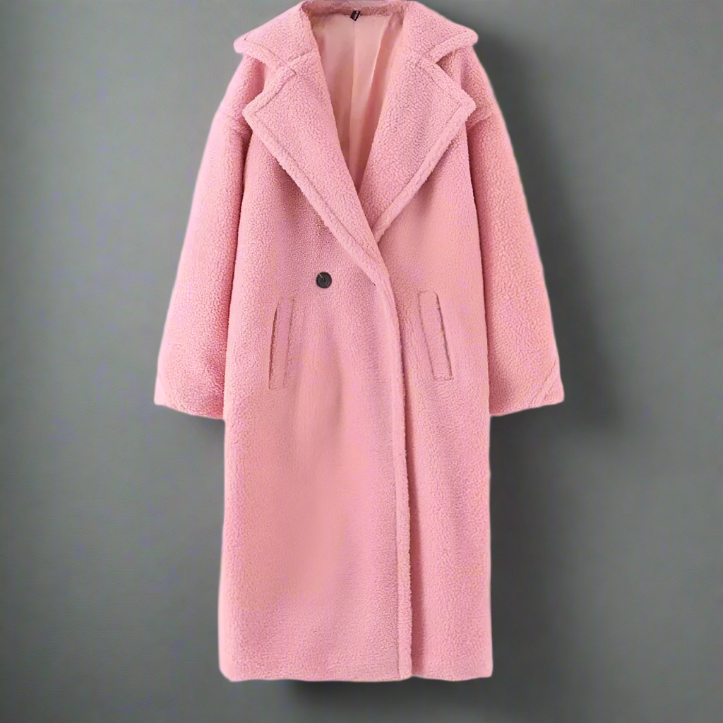 Stilzeits | Mantel - Langer Oversized-Schnitt - Weicher Teddy-Fleece - Reverskragen - Warm und Bequem