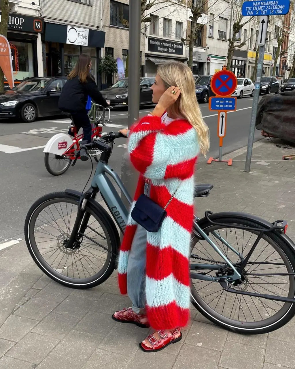 Sylvia Cardigan in Long Mohair Stripes