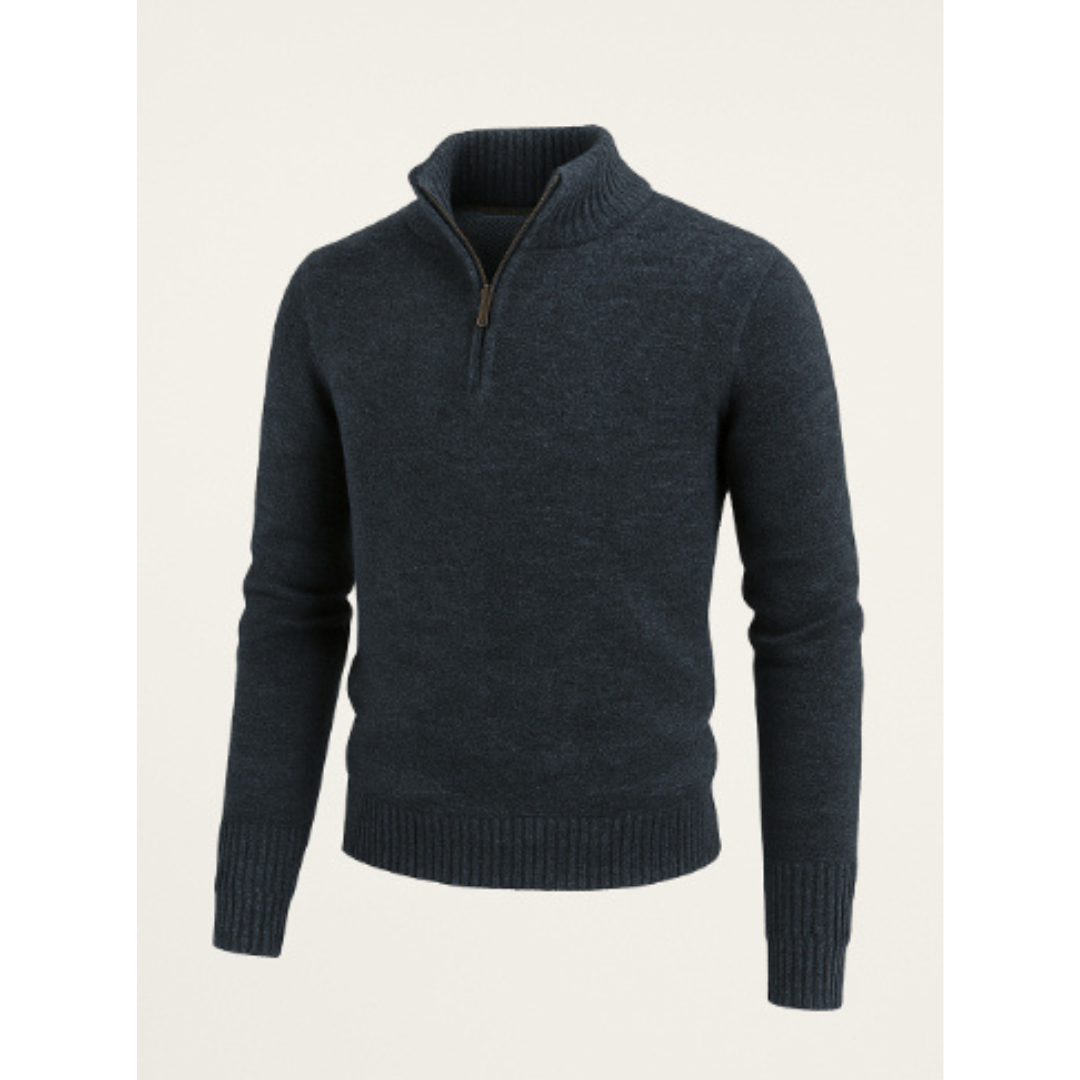 Herren Winter Strickpullover | Halber Reißverschluss