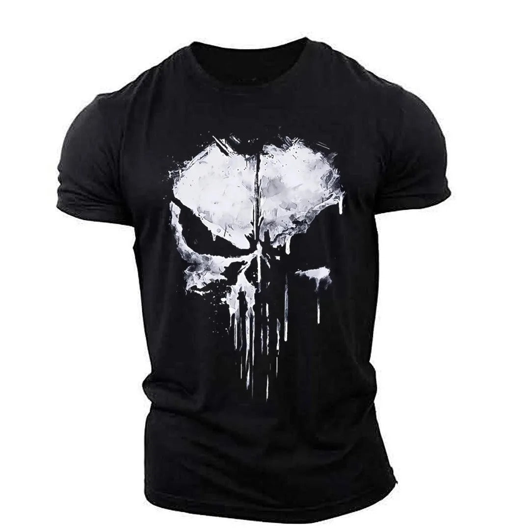 T-Shirt mit Totenkopf-Motiv für Herren - Rundhals
