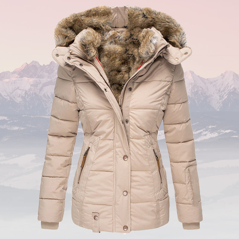 Stilzeits | Winter Warme Fellkragen Kapuzen-Daunenjacke - Isolierte Stilvolle Winterjacke