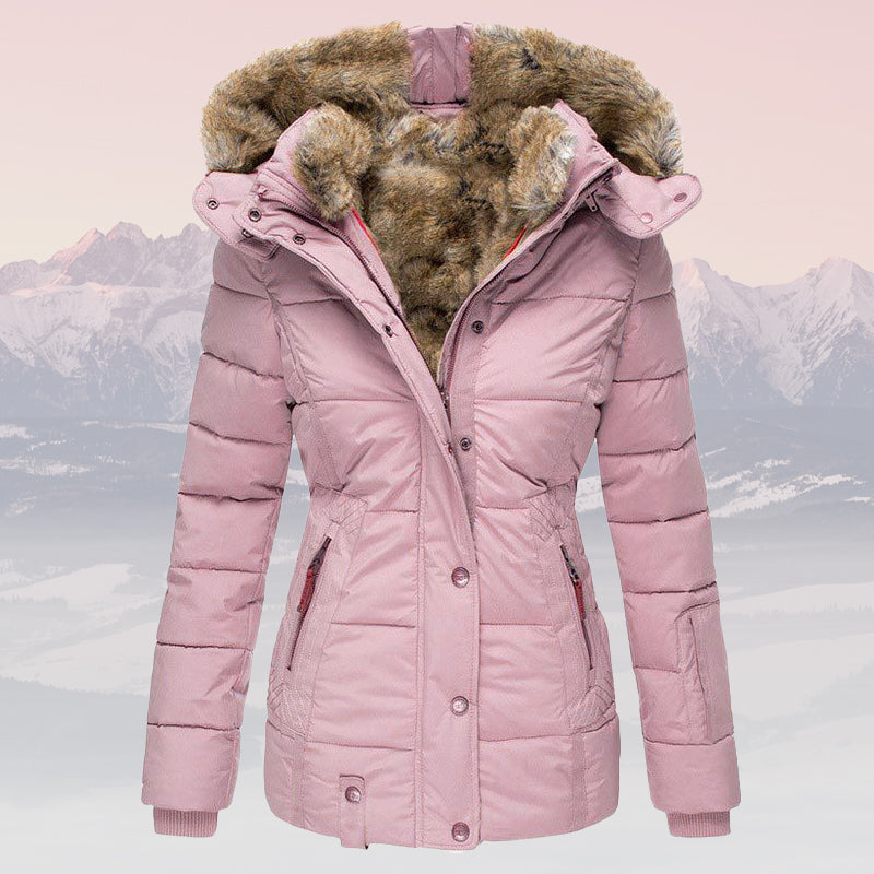 Stilzeits | Winter Warme Fellkragen Kapuzen-Daunenjacke - Isolierte Stilvolle Winterjacke