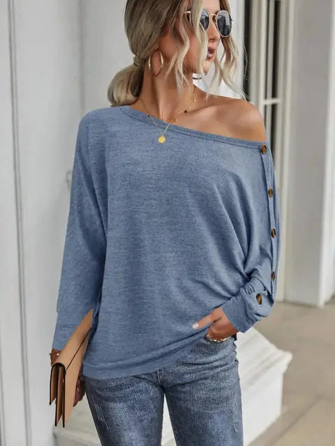 Schwarze Bluse mit Knopfdetail von Mirel