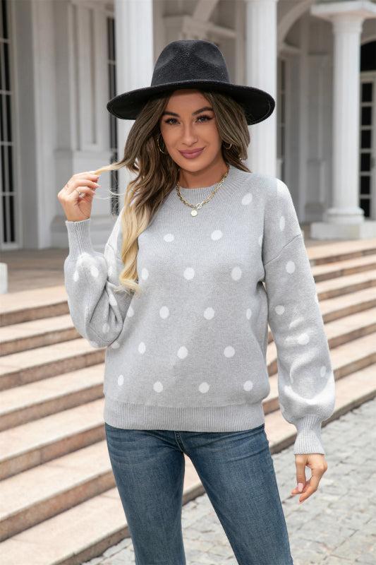 Stilzeits | Pullover - Frauen Winter Polka Dots Strickpullover