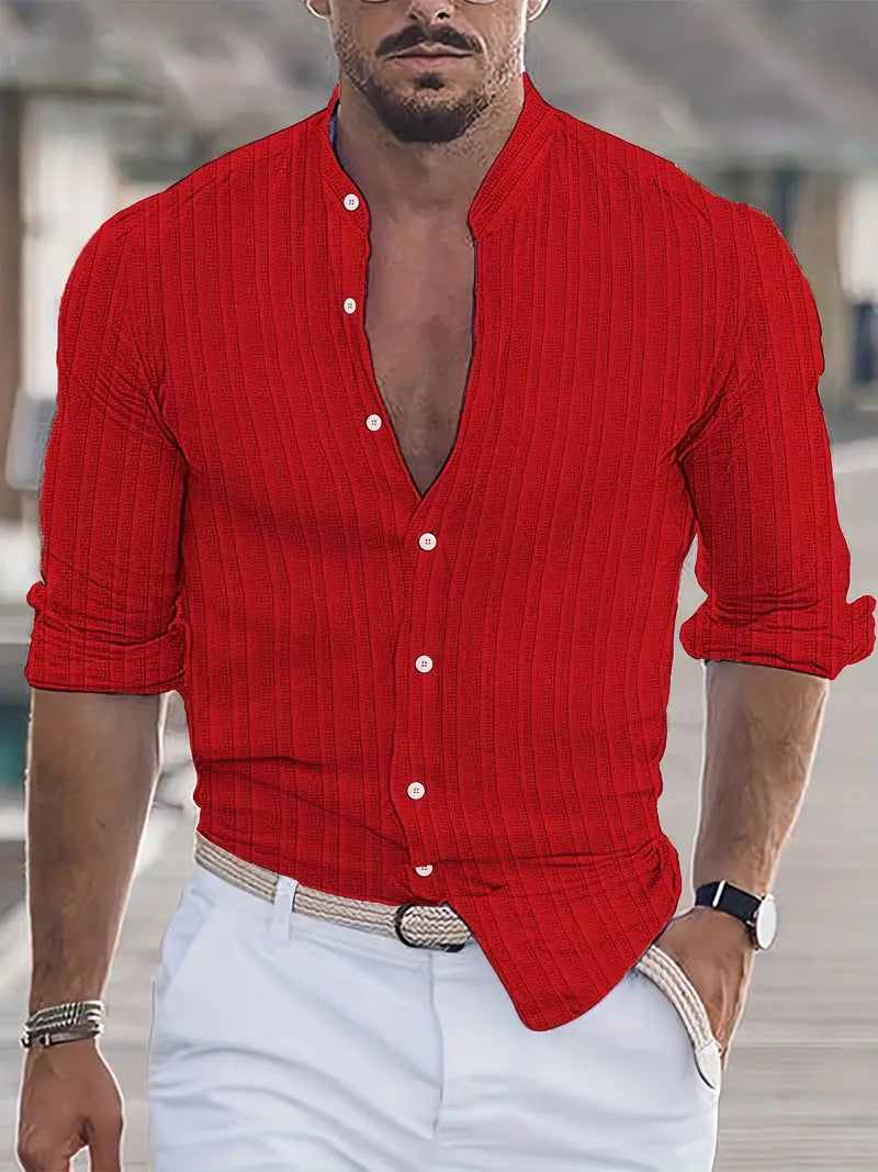 Streifen-Hemd für Herren mit Knopfleiste und Kurzarm