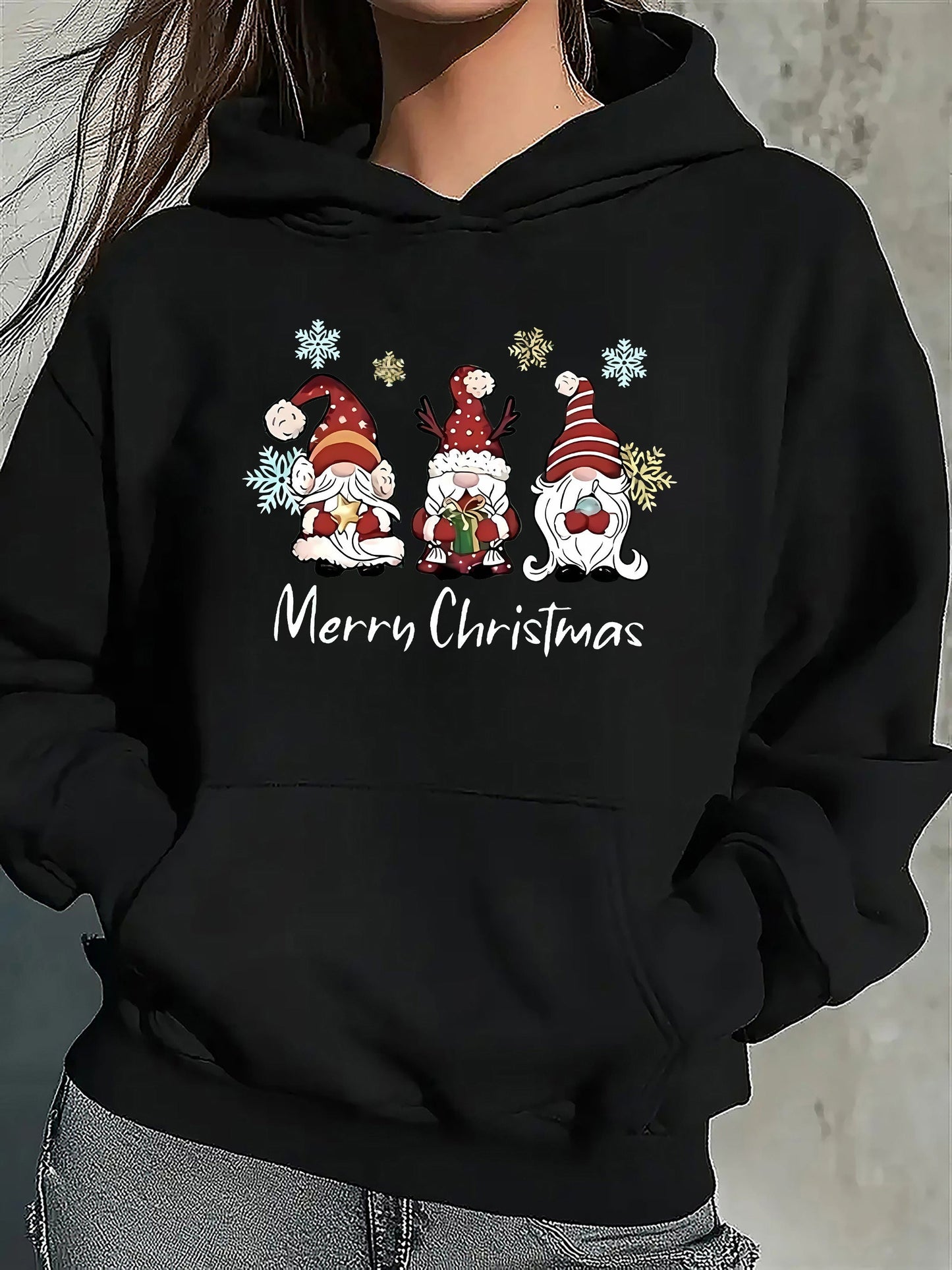 Stilzeits | Kapuzenpullover mit Weihnachtsdruck Baumwolle Weihnachtsmann Design