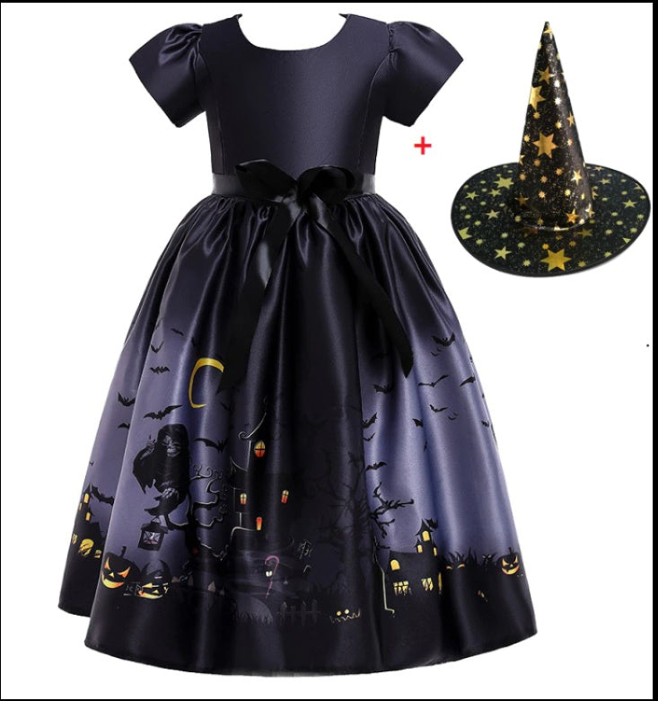 Fudus Halloween Prinzessinnenkleid mit Halloween-Muster