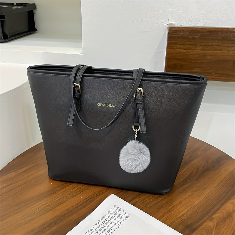 Damen Schwarze Pendler-Tote Bag - Minimalistische & Geräumige Tasche - Stizeits