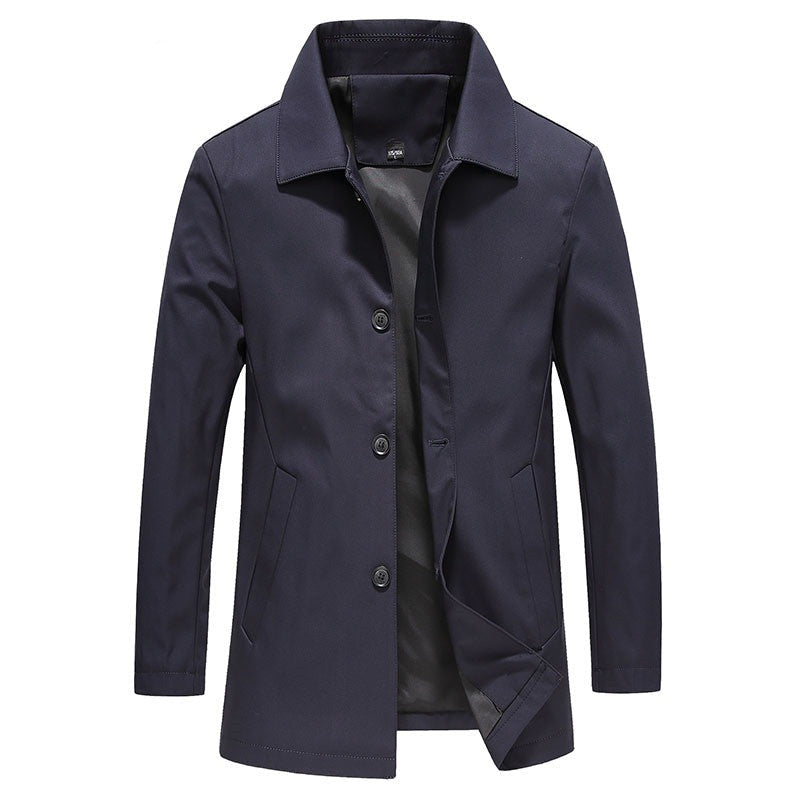 Herren Halblanger Car Coat – Spitzkragen mit Knopfleiste