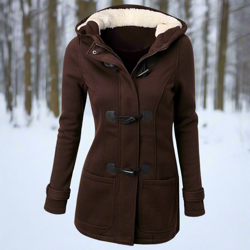 Stilzeits | Woll Toggle Duffle Coat - Kapuzen Fleece Gefütterter Duffle Coat