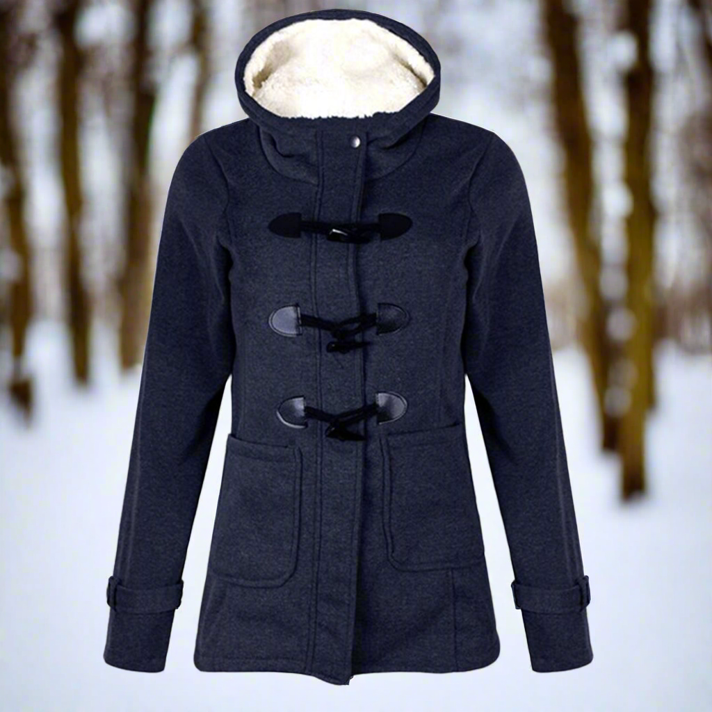 Stilzeits | Woll Toggle Duffle Coat - Kapuzen Fleece Gefütterter Duffle Coat