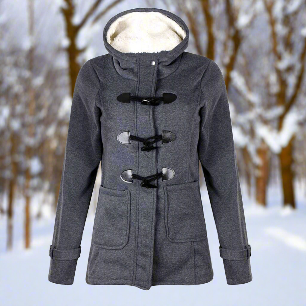Stilzeits | Woll Toggle Duffle Coat - Kapuzen Fleece Gefütterter Duffle Coat