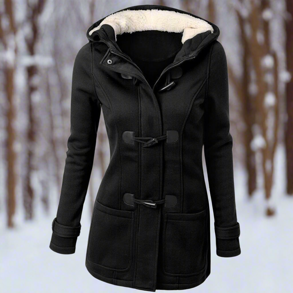 Stilzeits | Woll Toggle Duffle Coat - Kapuzen Fleece Gefütterter Duffle Coat