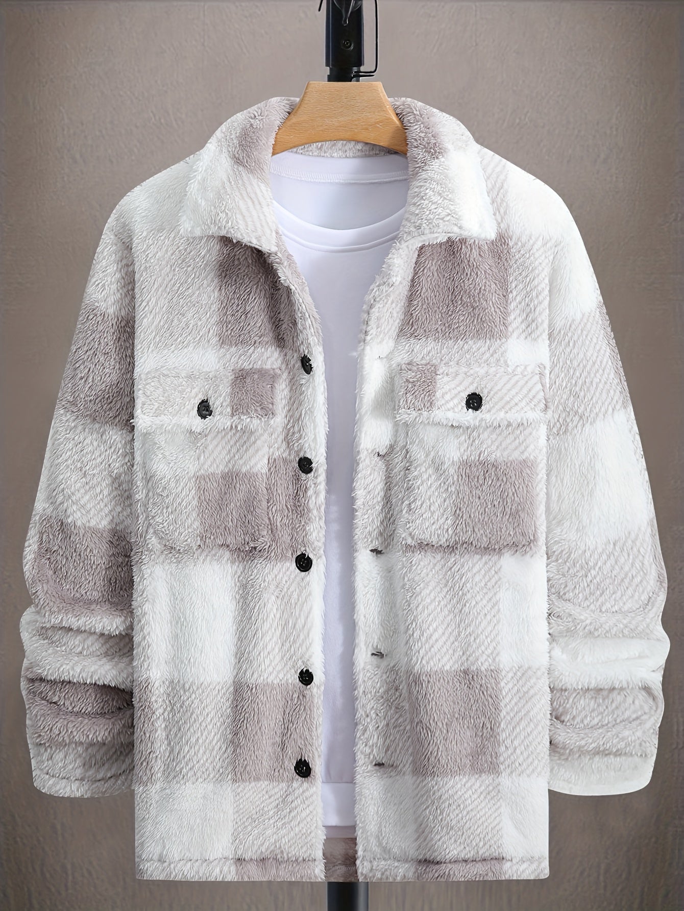 Stilzeits | Karierte Shirtjacke Aus Plüsch Polyester Weich und Warm