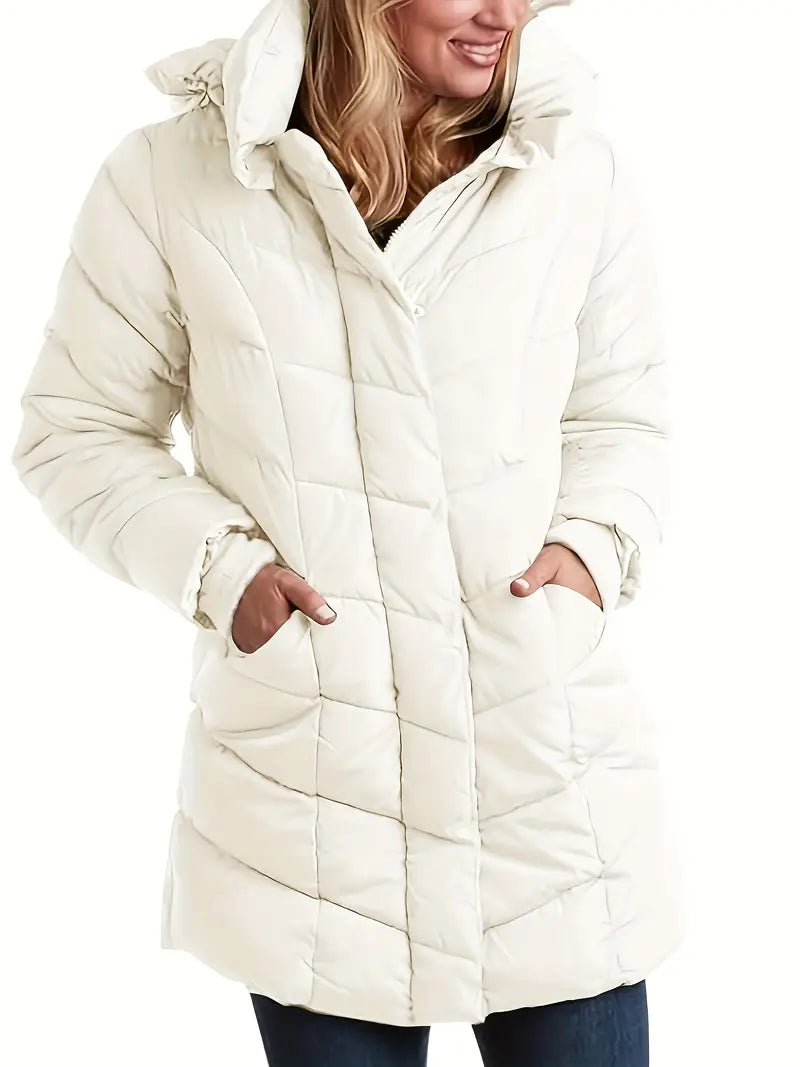 Übergroße Kapuzen-Steppjacke mit Reißverschluss von Keytharae aus Plüsch