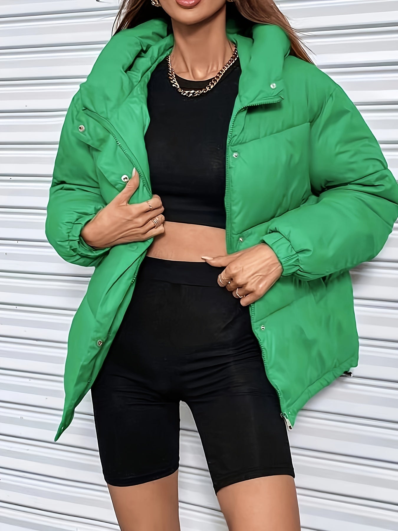 Stilzeits | Dicke Lässige Winterjacke mit Kapuze und Reißverschluss für Frauen Perfekt für Herbst-Winter