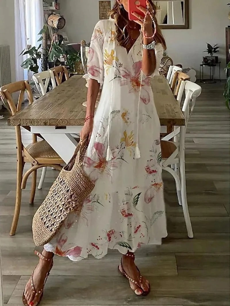 Stilvolles, bequemes Sommerkleid mit Druck - Kreszentia