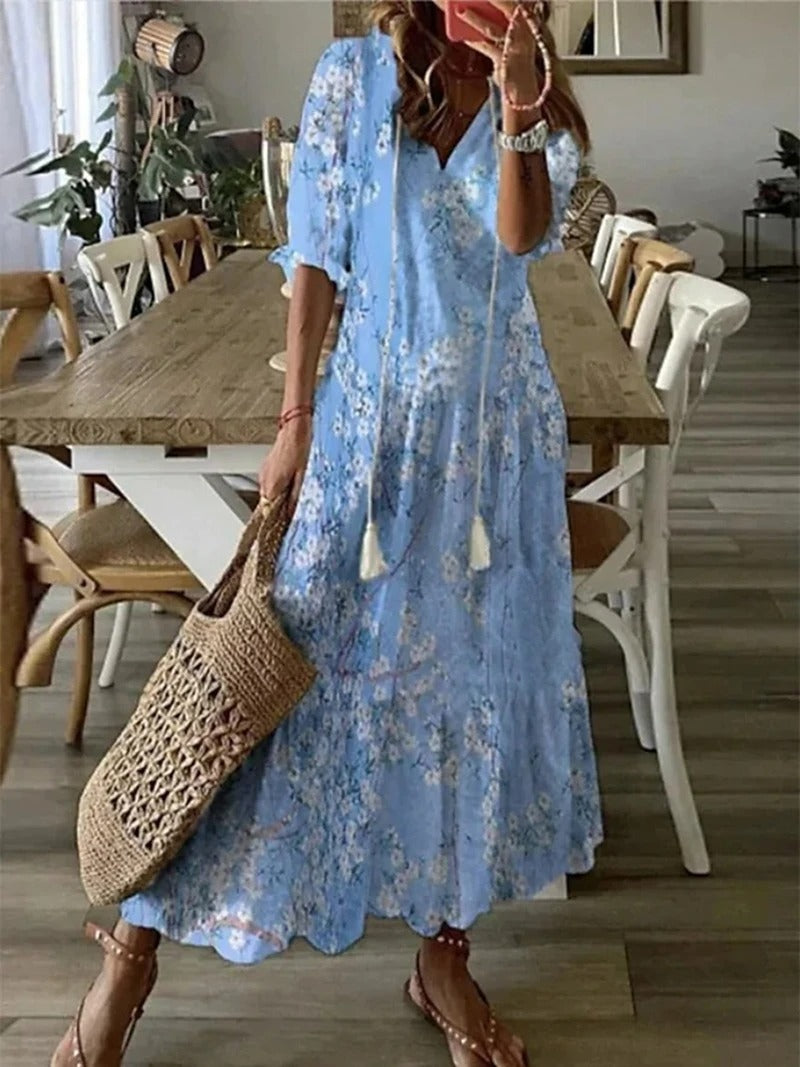 Stilvolles, bequemes Sommerkleid mit Druck - Kreszentia
