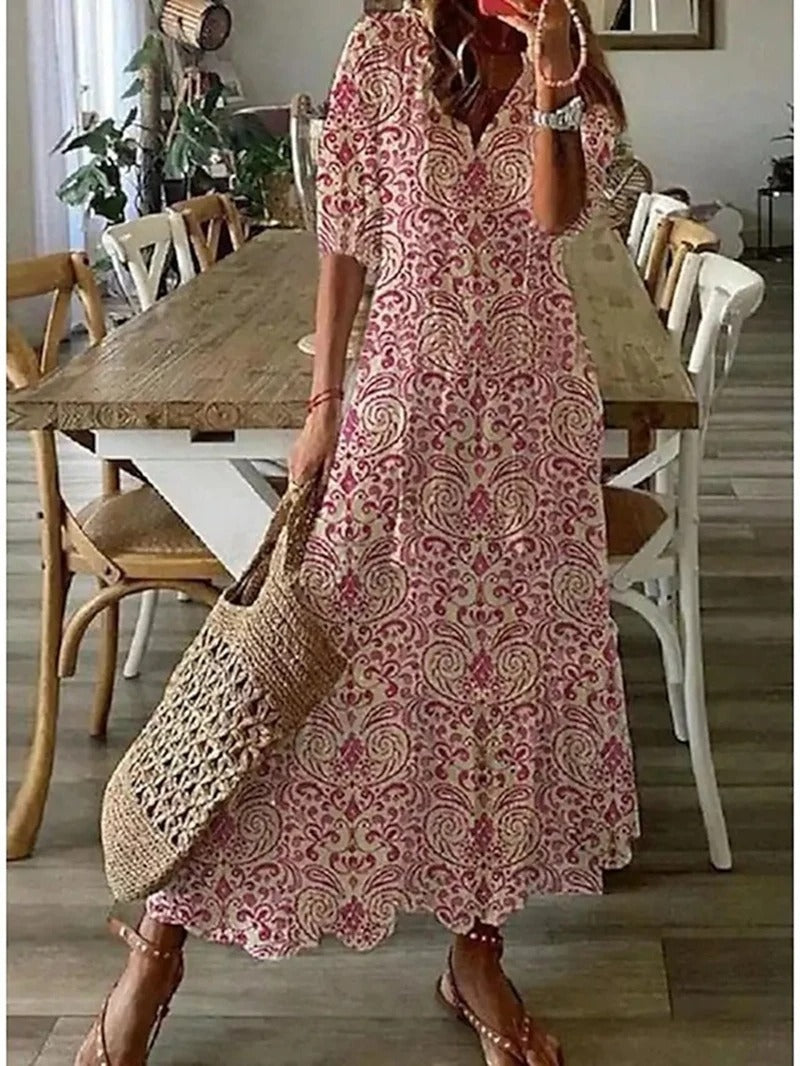 Stilvolles, bequemes Sommerkleid mit Druck - Kreszentia