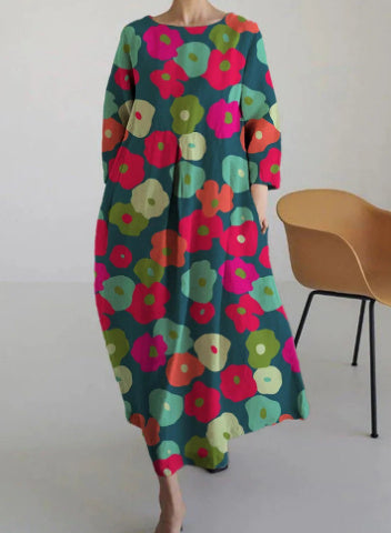 Baumwoll-Look Kleid mit 3D-Druck von Fudus