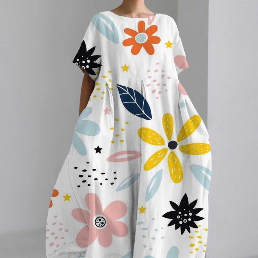 Baumwoll-Look Kleid mit 3D-Druck von Fudus