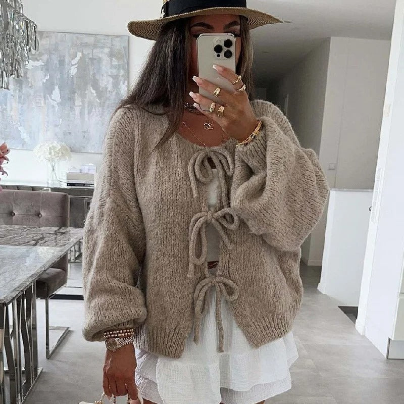 Stilzeits | Strickcardigan mit Schleifen Weich und Warm Trendy Look