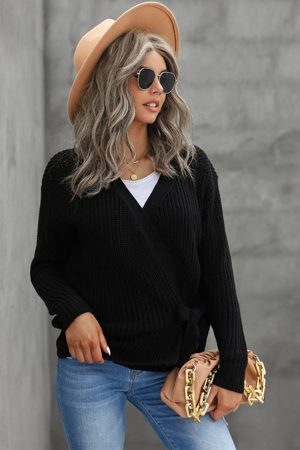 Warmer Ella Pullover mit V-Ausschnitt und Seitenstreifen