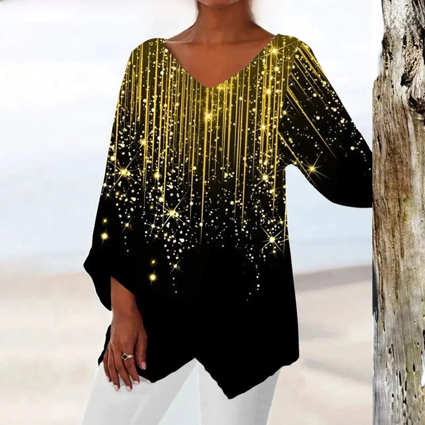 Stilvolles, bequemes & vielseitiges Damen Vintage Oberteil Clara mit V-Ausschnitt