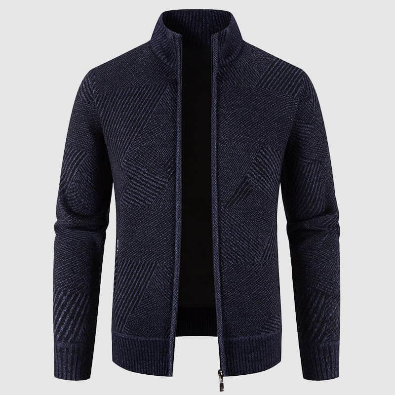 Stilzeits | Herren geometrisches Strick-Cardigan-Jacke