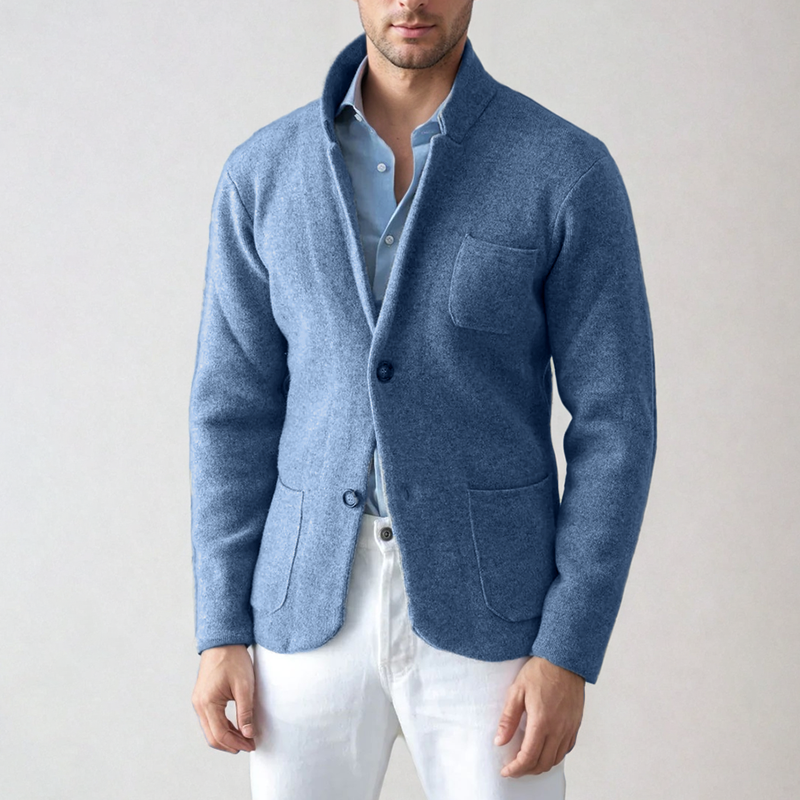 Herren Strick-Cardigan-Blazer – Ein-Knopf mit Entspanntem Schnitt