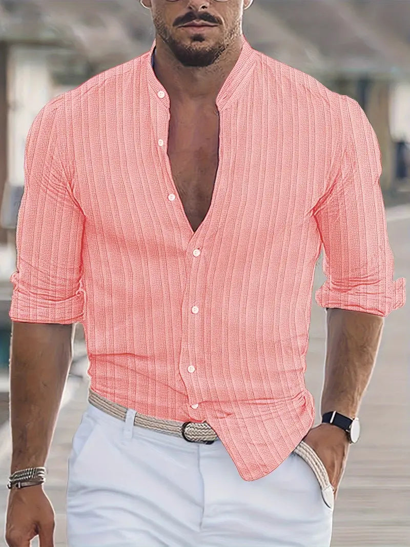 Streifen-Hemd für Herren mit Knopfleiste und Kurzarm